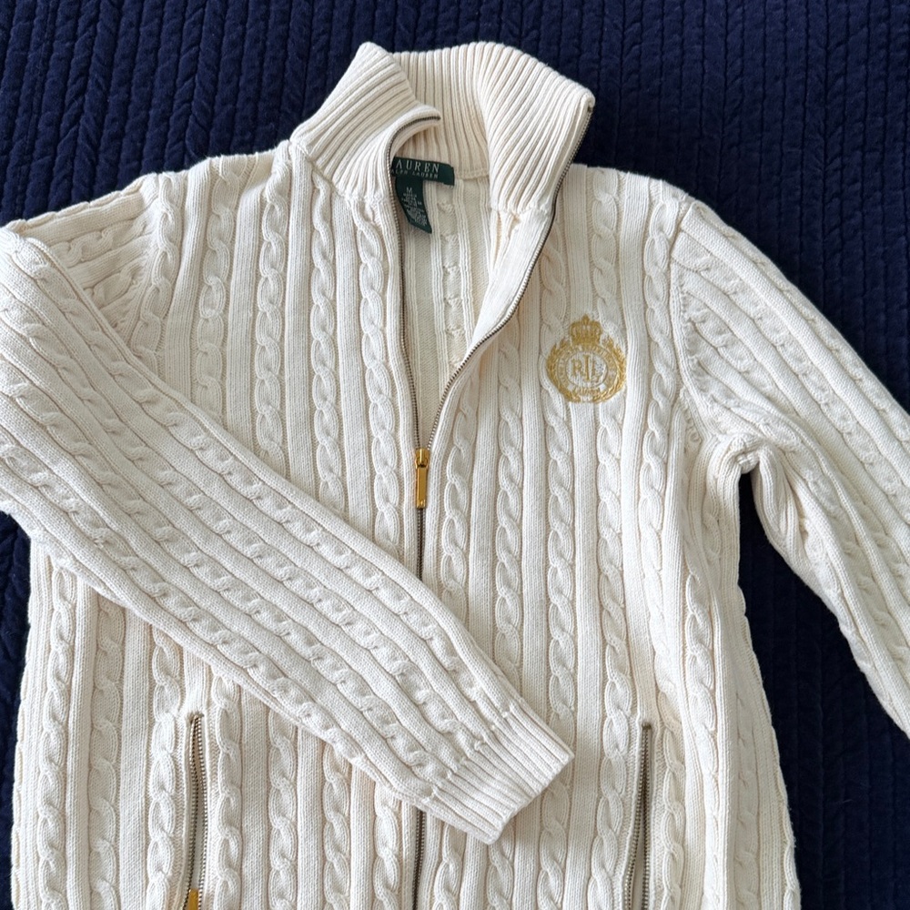 Polo by Ralph Lauren Cream Cable Knit Cardigan